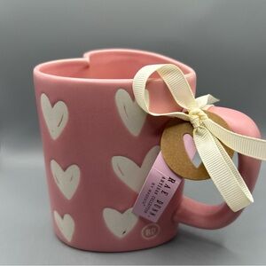 Rae Dunn Pink Valentine Heart Shaped Scribble Heart Design Mug NEW